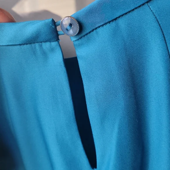 VTG Blue Label Pendleton Teal Long Sleeve Blouse Size 10 Keyhole Clousure Back - Picture 4 of 10